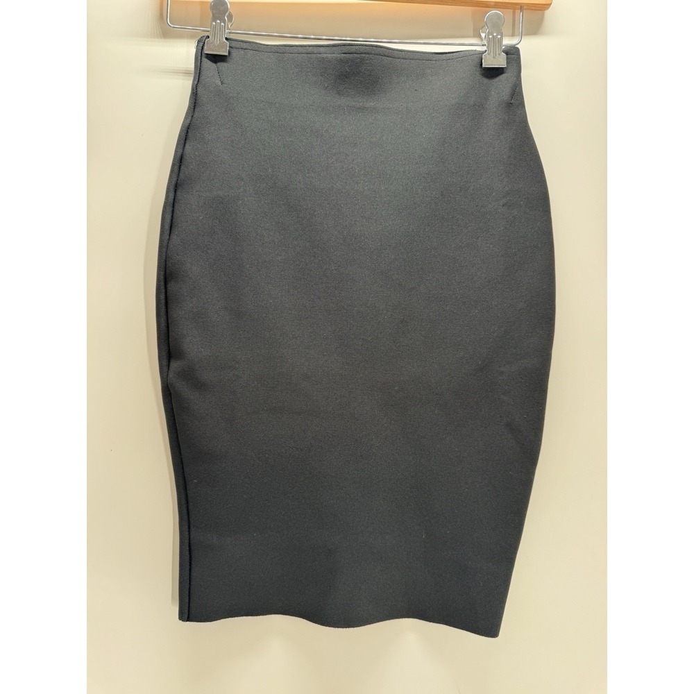 Shinestar Black Knit Pencil Skirt M | Office Core Minimalist Career Chic Bodycon